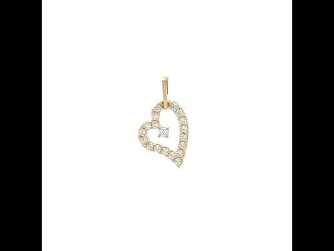 10K Yellow Gold Womens Cubic Zirconia Cubic-Zirconia Love Heart Charm Pendant