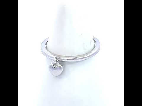 925 Sterling Silver Womens Heart Dangle Ring Size 8