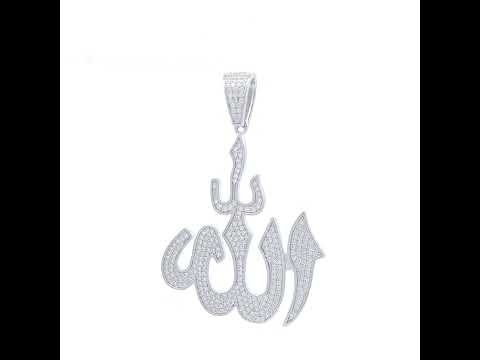 925 Sterling Silver Mens 1.52ct Moissanite ALLAH Religious Symbol Pendant