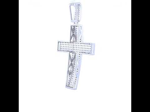925 Sterling Silver Mens Cubic-Zirconia Cross Religious Charm Pendant