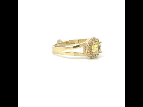 10K Yellow Gold Womens White Yellow Cubic-Zirconia Fashion Birthstone Ring