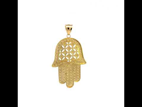 10K Yellow Gold Mens Hamsa Symbol Religious Charm Pendant
