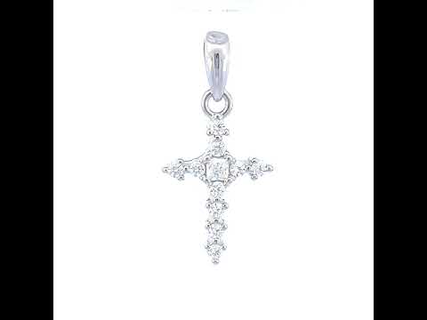 925 Sterling Silver Womens Princess-Cut Round Cubic-Zirconia Cross Religious Charm Pendant