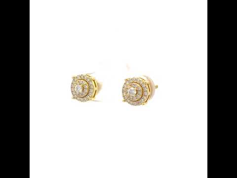925 Sterling Silver Yellow-Tone Unisex Round 0.40ct Moissanite Round Fashion Stud Earrings