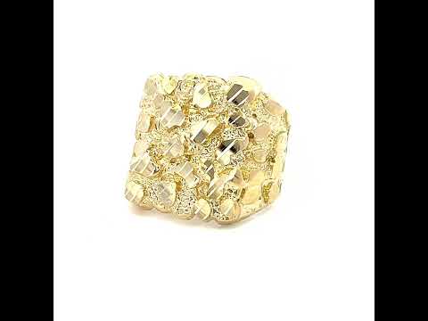 10K Yellow Gold Mens Nugget Fashion Ring