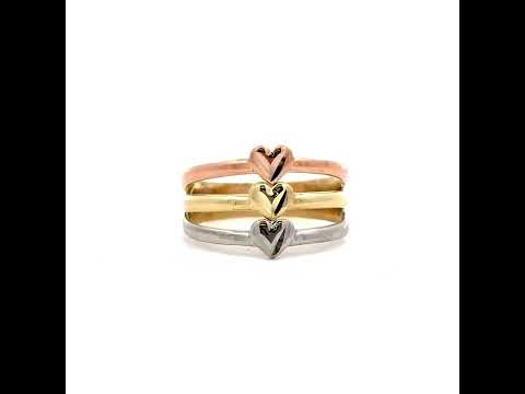 10K Tri-Color Gold Womens Semanario Hearts Ring