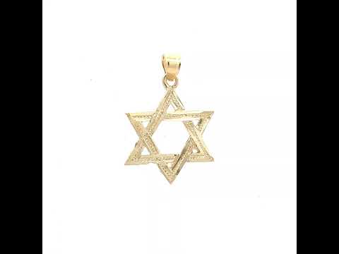 10K Yellow Gold Mens Women Star Of David Religious Charm Pendant