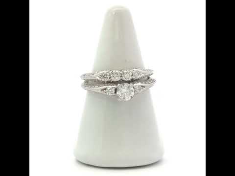 925 Sterling Silver Womens Round 1.69ct Moissanite Duo Bridal Ring Set Size 7