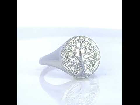 925 Sterling Silver Mens Tree Of Life Good Luck Ring