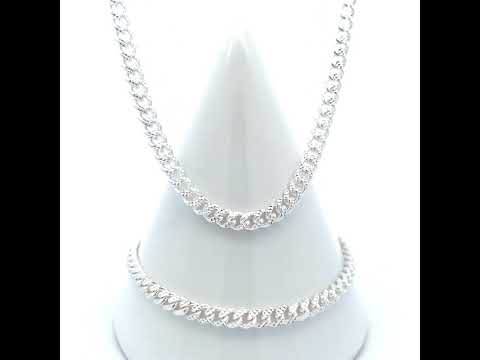 925 Silver Solid Miami Cuban Pyramid Chain Silver 4.9mm-24"