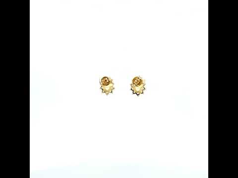 10K Yellow Gold Womens Yellow White Oval Round Cubic-Zirconia Flower Fashion Stud Earrings