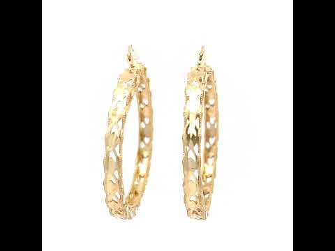 10K Yellow Gold Womens Hollow Round Hoop Earrings
