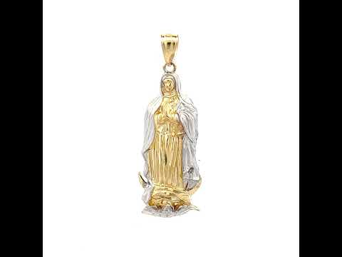10K Two-tone Gold Mens Guadalupe Religious Charm Pendant