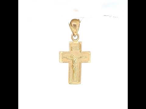10K Yellow Gold Womens Mens Jesus Crucifix Cross Religious Charm Pendant