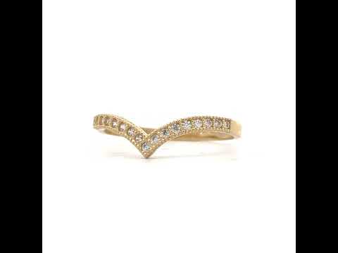 10K Yellow Gold Womens Cubic-Zirconia V Shaped Fashion Ring
