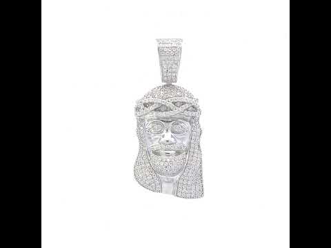 925 Sterling Silver Mens 1.52ct Moissanite Jesus Religious Charm Pendant