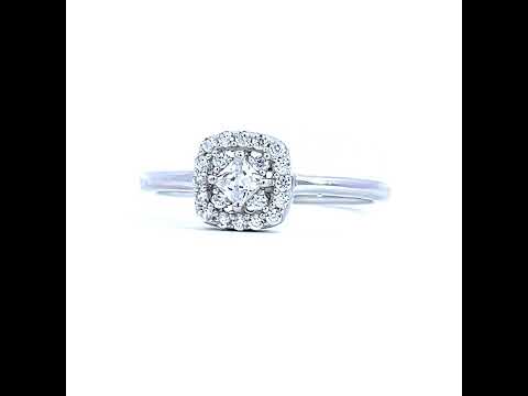 925 Sterling Silver Womens Princess-Cut Round Cubic-Zirconia Square Head Engagement Ring