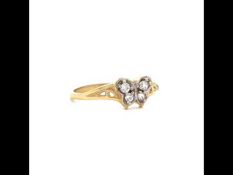 10K Two-tone Gold Womens Cubic-Zirconia Butterfly Fashion Ring