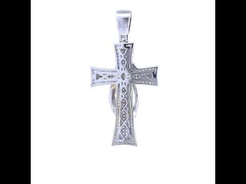 925 Sterling Silver Mens Cubic-Zirconia Cross Religious Charm Pendant