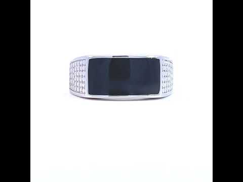 925 Sterling Silver Mens Black Enameled Fashion Ring Size 9