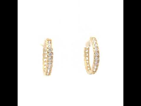 10K Yellow Gold Womens Cubic-Zirconia Fashion Hoop Earrings