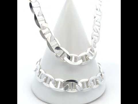925 Sterling Silver Solid Classic Mariner Chain 9.5mm-8