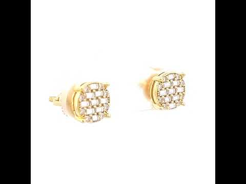 925 Sterling Silver Yellow-tone Womens 0.08ct Round 0.51ct Baguette Moissanite Fashion Stud Earrings