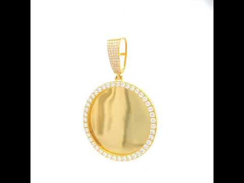 925 Sterling Silver Yellow-tone Mens 3.04ct Moissanite Circle Picture Frame Pendant