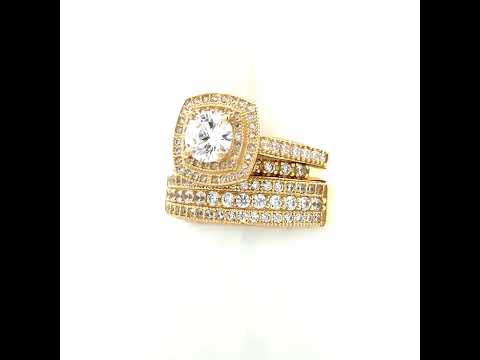 14K Gold Cubic Zirconia Trio Ring