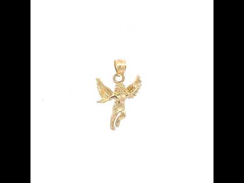 10K Yellow Gold Diamond-Cut Unisex Angel Religious Charm Pendant
