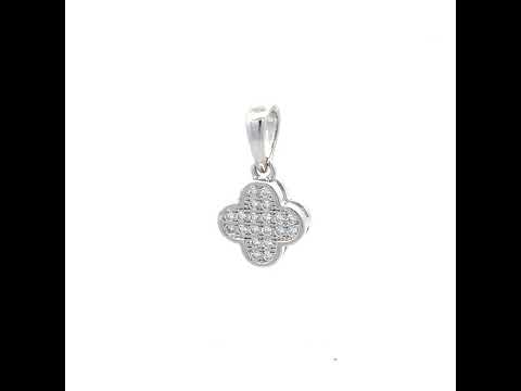 925 Sterling Silver Womens Cubic-Zirconia Clover Goodluck Charm Pendant