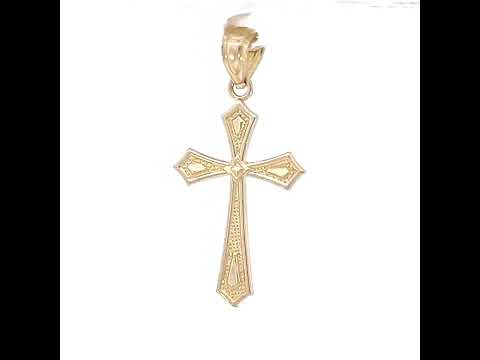 10K Yellow Gold Unisex Cross Religious Charm Pendant