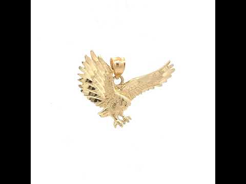 10K Yellow Gold Diamond-Cut Unisex Eagle Animal Charm Pendant