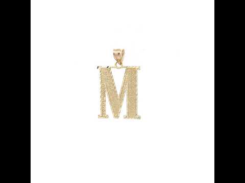 10K Yellow Gold Unisex Diamond-Cut Initial Letter M Charm Pendant