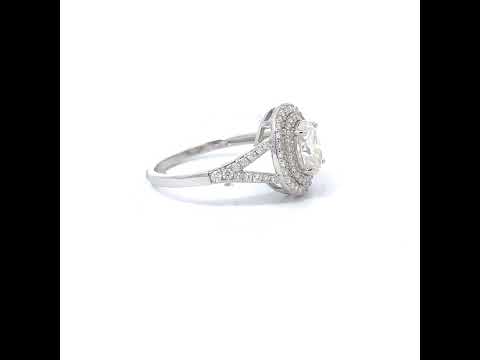 925 Sterling Silver Womens Oval Round Moissanite Halo Engagement Ring Size 8
