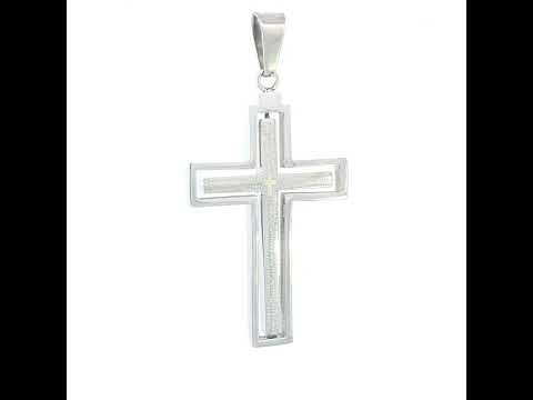 Stainless Steel Black-tone Mens Lord's Prayer Cross Religious Charm Pendant