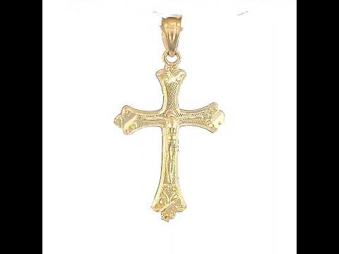 10K Two-Tone Gold Mens Women Crucifix Cross Religious Charm Pendant