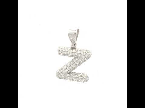 925 Sterling Silver 1.20ct Moissanite Initial Alphabet Z Charm Pendant