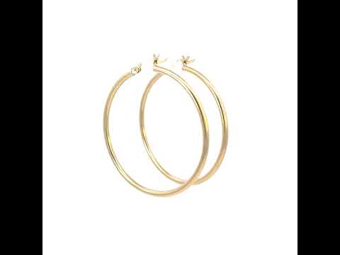 10K Yellow Gold Womens Ultra Light Round Tube 2mmx37mm Hinged Hoops Huggies