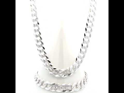 925 Silver Solid Pave Super Flat Cuban Chain Silver 8.6mm