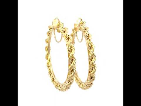 10K Yellow Gold Womens Fancy Twisted Rope Hoop Earrings 5mm-50