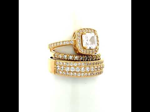 14K Gold Cubic Zirconia Trio Ring