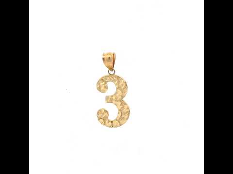 14K Gold Number "3" Pendant