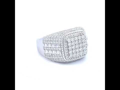 925 Sterling Silver Mens 1.94ct Moissanite Square Head Fashion Ring Size 10