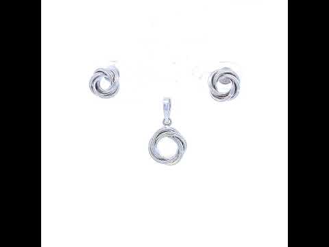 925 Sterling Silver Womens Love Knot Earrings And Pendant Set