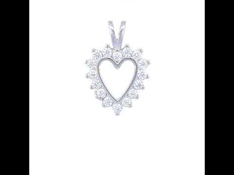 925 Sterling Silver Womens Cubic-Zirconia Heart Charm Pendant