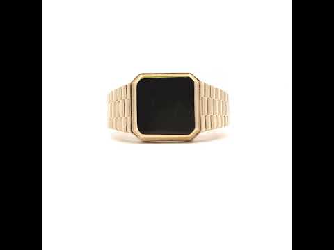 10K Yellow Gold Womens Octagon Head Signet Ring