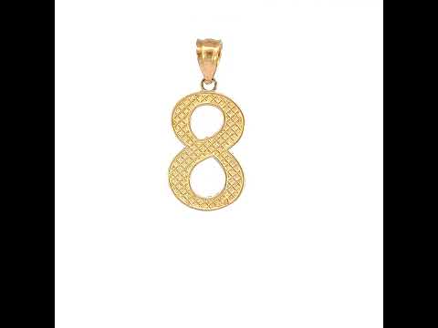 10K Yellow Gold Unisex Number 8 Charm Pendant
