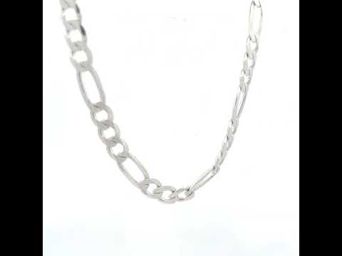 925 Silver Solid Pave Classic Figaro 7.0mm-18"