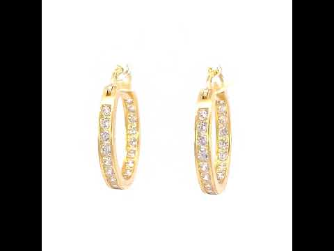 925 Sterling Silver Womens Cubic-Zirconia Inside-Out 3mm-20 Hoop Earrings